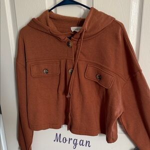 Rust Orange Cropped Hoodie